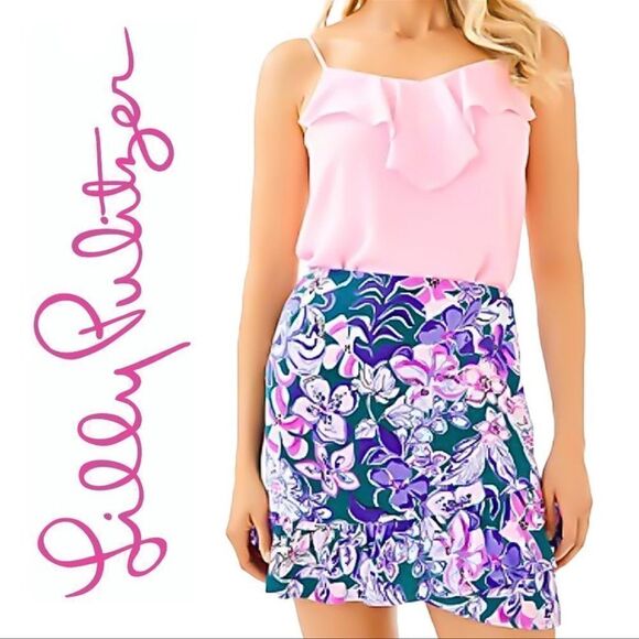 Lilly Pulitzer 2 Ibby Multicolored Floral Mini Ruffle Skirt - Picture 1 of 14
